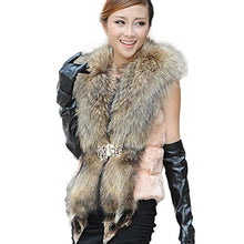 Load image into Gallery viewer, Fur Story Women&#39;s Short Real Rabbit Fur Vest with Raccoon Fur Collar