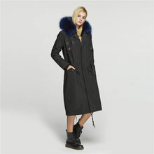Load image into Gallery viewer, fur story Women&#39;s Real Fur Parka Jacket with Raccoon Fur Thick Hooded