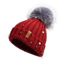 Load image into Gallery viewer, Pilipala Women Knit Beanie Hat with Fur Pompom Winter hat for Women Ski Cap