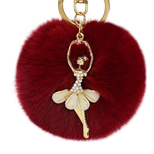 Fur Story FS16819 Fur Pom Pom KeyChain Bag Car Purse Charm Fluffy Fur Keychain Ball