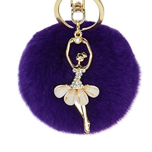 Fur Story FS16819 Fur Pom Pom KeyChain Bag Car Purse Charm Fluffy Fur Keychain Ball