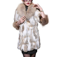 Load image into Gallery viewer, fur story Women&#39;s Long Real Rabbit Fur Coat Raccoon Fur Collar