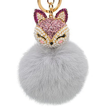 Load image into Gallery viewer, Fur Story 16822 Real Rex Rabbit Fur Pompom Ball Car Key Chain Handbag Key Rings