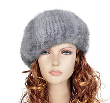 Load image into Gallery viewer, Women&#39;s Knitted Mink Fur Beret Hat Winter Fur Hat 14618