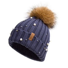 Load image into Gallery viewer, Pilipala Women Knit Beanie Hat with Fur Pompom Winter hat for Women Ski Cap