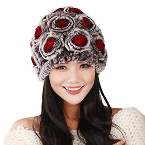 Winter Hats for Women Knitted Real Rex Rabbit Fur Hat Skullies Beanie Cap Womens Winter Hats Fur Story FS13601