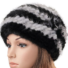 Load image into Gallery viewer, Fur Story 14629 Women&#39;s Knitted Real Mink Fur Skullies Beanie Hat