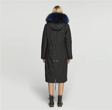 Load image into Gallery viewer, fur story Women&#39;s Real Fur Parka Jacket with Raccoon Fur Thick Hooded