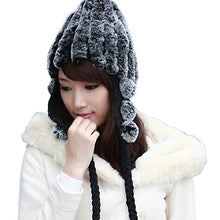 Load image into Gallery viewer, Fur Story Women&#39;s Real Rex Rabbit Fur Hat Thick Warm Winter Hat with Fur Tassels Headgear