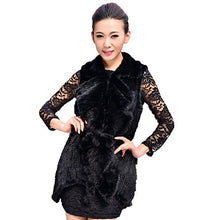 Load image into Gallery viewer, Fur Story Women&#39;s Knitted Long Real Mink Fur Vest with Mink Fur Belt Sleeveless V Neck