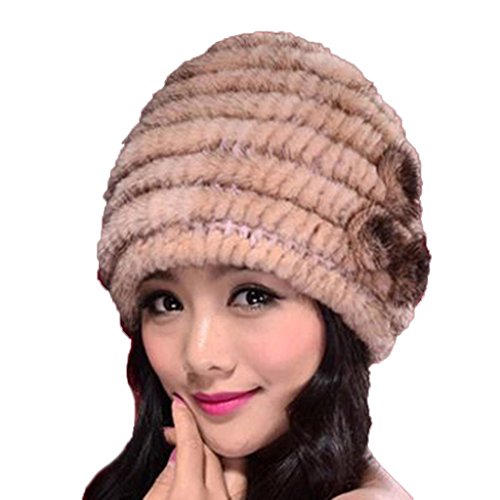 Fur Story 14629 Women's Knitted Real Mink Fur Skullies Beanie Hat