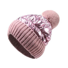 Load image into Gallery viewer, Pilipala Women&#39;s Winter Knit Beanie Hat Shiny Metallic Pom Bobble hat Warm Ski Skull Cap Unisex