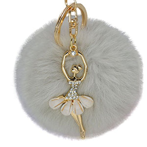 Fur Story FS16819 Fur Pom Pom KeyChain Bag Car Purse Charm Fluffy Fur Keychain Ball