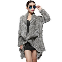 Load image into Gallery viewer, Fur Story Women&#39;s Long Knitted Real Rabbit Fur Coat