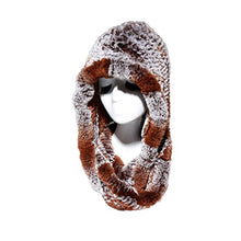 Load image into Gallery viewer, Fur Story 15670 Women&#39;s Knitted Real Rabbit Fur Beanie Hat with Fur Hat Scarf