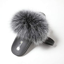 Load image into Gallery viewer, Fur Story Women&#39;s Fox Fur Slides Furry Slide Sandal