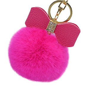 Fur Story 16820 Real Rex Rabbit Fur Pompom Ball Car Key Chain Handbag Key Rings