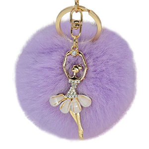 Fur Story FS16819 Fur Pom Pom KeyChain Bag Car Purse Charm Fluffy Fur Keychain Ball