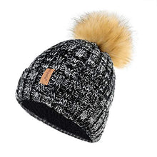 Load image into Gallery viewer, Pilipala Women Knit Beanie Hat with Fur Pompom Winter hat for Women Ski Cap