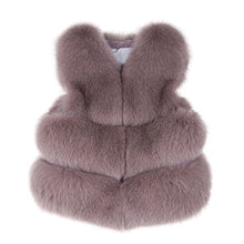 Load image into Gallery viewer, fur story Women&#39;s Fur Vest with Real Fox Fur Thick Warm Vest Sleeveless V Neck
