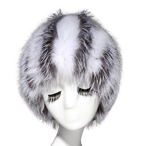 Fur Story 15662 Women's Real Puff Fox Fur Beanie Hat Skull Cap