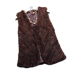 Fur Story 15216 Women's Knitted Short Real Mink Fur Vest