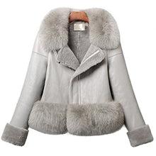 Load image into Gallery viewer, Women&#39;s Genuine Sheep Leather Jacket with Fox Fur Collar Lamb Fur Lining Double-Faced Fur - Fur Story