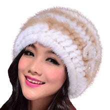 Load image into Gallery viewer, Fur Story 14629 Women&#39;s Knitted Real Mink Fur Skullies Beanie Hat