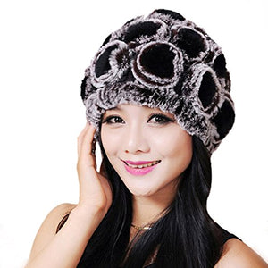 Winter Hats for Women Knitted Real Rex Rabbit Fur Hat Skullies Beanie Cap Womens Winter Hats Fur Story FS13601