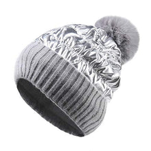 Load image into Gallery viewer, Pilipala Women&#39;s Winter Knit Beanie Hat Shiny Metallic Pom Bobble hat Warm Ski Skull Cap Unisex