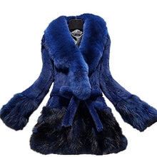 Load image into Gallery viewer, Fur Story 15157 Women&#39;s Long Real Rabbit Fur Coat with Fur Collor and Hem
