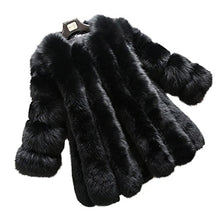 Load image into Gallery viewer, fur story Women&#39;s Real Fox Coat 3/4 Sleeve Leather Joint