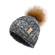 Load image into Gallery viewer, Pilipala Womens Knit Beanies Hats with Fur Pom Bobble Hat Skull Cap Cable Beanie for Women