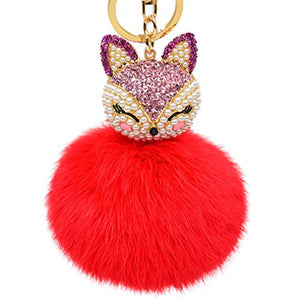 Fur Story 16822 Real Rex Rabbit Fur Pompom Ball Car Key Chain Handbag Key Rings