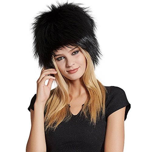 Fur Story Women's Real Fox Fur Skullies Beanie Hat Elastic Warm Winter Hats