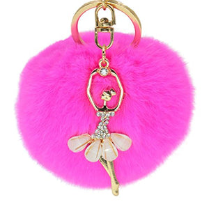 Fur Story FS16819 Fur Pom Pom KeyChain Bag Car Purse Charm Fluffy Fur Keychain Ball