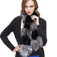 Load image into Gallery viewer, Women&#39;s Rex Rabbit Fur Scarf Ladies Winter Warm Knitted Flowers Crochet Fashion Scarf Scarves for Women Men Fur Story FS19502