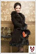 Load image into Gallery viewer, Genuine Leather Coat Pig Suede Leather Silver Fox Fur Collar  Jacket Outwear  010204