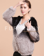 Load image into Gallery viewer, Women&#39;s Rabbit Fur Coat Knitted Gradient Color Natural  Fur Coat Female