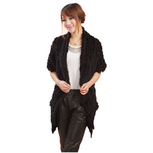 Load image into Gallery viewer, Women&#39;s Long Knitted Natural Rabbit  Fur Cardigan Fashion Casual Real Fur Coat