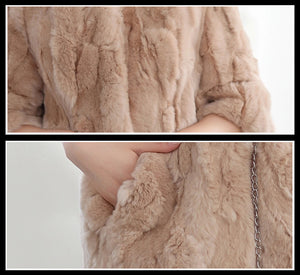 Women's  Real Rex Rabbit Fur Coat  Bright color Natural Fur Coat Female 13013