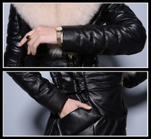 Load image into Gallery viewer, Genuine Leather Coat Down Jacket Luxury Fox Fur Collar Women Overcoat