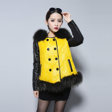 Load image into Gallery viewer, Women&#39;s Genuine Leather Coat Down Jacket with Real Fox Fur Collar Leather Coats Female
