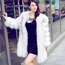 Load image into Gallery viewer, Natural Fox Fur Coat Luxury Fur Overcoat Garment Jacket Large Size O-Neck