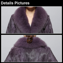 Load image into Gallery viewer, Natural Rabbit Fur Coat Fox Fur Collar Super Slim Waist Women Jacket Winter Overcoat