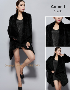 Natural Rabbit Fur Coat Jacket Biggest Size Jacket Winter Long Overcoat