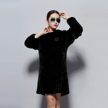 Load image into Gallery viewer, Knitted Mink Fur Coat Female Elastic Free Size Natural Fur Women&#39;s Winter Coats