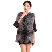 Load image into Gallery viewer, Natural Silver Fox Fur Vest with Genuine Whole Sheep Leather Fur Vest Jacket