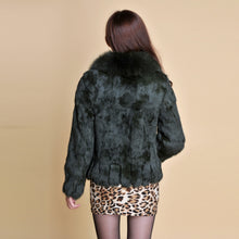 Load image into Gallery viewer, Women' Real Rabbit Fur Jacket with Real Fox Fur Collar Real Fur Jacket Coat 010119