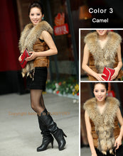Load image into Gallery viewer, Natural Rabbit Fur Knitter Sweater Long Vest Waistcoat Jacket